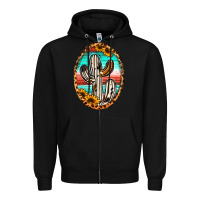 Black Western Cactus Zipper Hoodie - Jasminsmagicworld