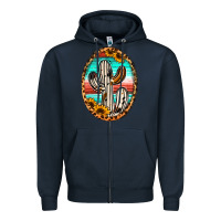 Navy Western Cactus Zipper Hoodie - Jasminsmagicworld