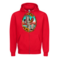 Red Western Cactus Zipper Hoodie - Jasminsmagicworld