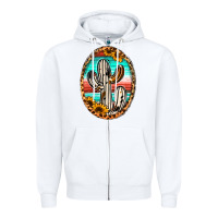 White Western Cactus Zipper Hoodie - Jasminsmagicworld