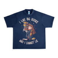 Navy i like big books Urban Heavy Tee - linhVisuals