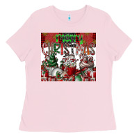 Bubblegum Pink merry Christmas Ladies Tee - CowhideDigitalArt