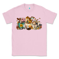 Bubblegum Pink Cows And Coffee Classic Tee - FaDigitalArtStudio