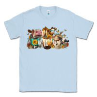Dusty Blue Cows And Coffee Classic Tee - FaDigitalArtStudio