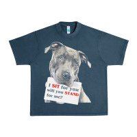 Midnight Navy pitbull t  shirt i sit for you will you stand for me t  shirt Urban Heavy Tee - linhVisuals
