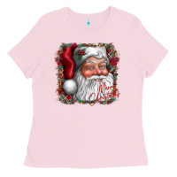 Bubblegum Pink merry Christmas santa Ladies Tee - CowhideDigitalArt
