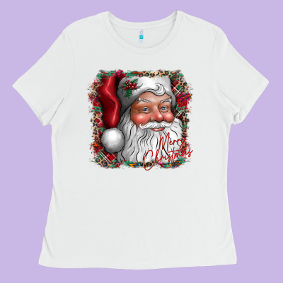 Merry Christmas Santa Ladies Tee Designed By Cowhidedigitalart