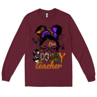 Burgundy one spooky teacher Long Sleeve Tee - SublimationCraftShop