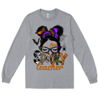 Heather Grey one spooky teacher Long Sleeve Tee - SublimationCraftShop