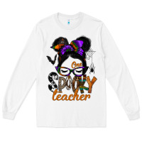 White one spooky teacher Long Sleeve Tee - SublimationCraftShop