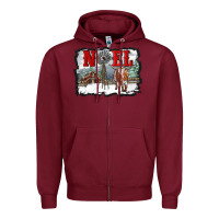 Burgundy noel with windmill and farm Zipper Hoodie - RanaPortraitStore