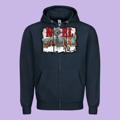 Noel With Windmill And Farm Zipper Hoodie Designed By Ranaportraitstore
