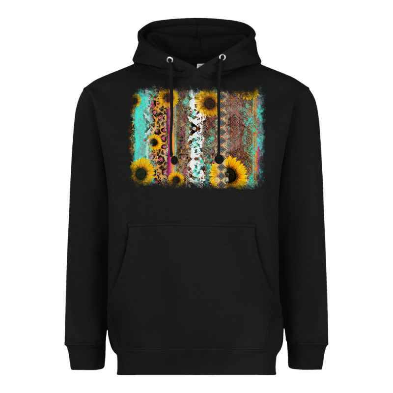 Aztec Leopard Turquoise Sunflower Background Heavyweight Hoodie by RanaPortraitStore | Teevron