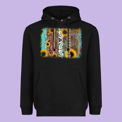Aztec Leopard Turquoise Sunflower Background Heavyweight Hoodie Designed By Ranaportraitstore