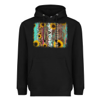 Black aztec leopard turquoise sunflower background Heavyweight Hoodie - RanaPortraitStore