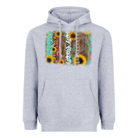 Heather Grey aztec leopard turquoise sunflower background Heavyweight Hoodie - RanaPortraitStore