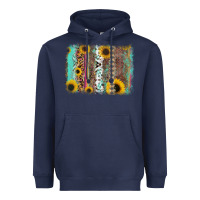 Navy aztec leopard turquoise sunflower background Heavyweight Hoodie - RanaPortraitStore