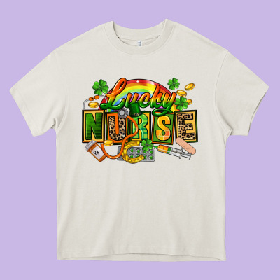 Lucky Nurse  St. Patricks Day Heavy Core Tee Designed By Fadigitalartstudio