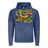 Vintage Denim mardi gras cake glitterleopard and cowhide background Vintage Hoodie - Artiststas