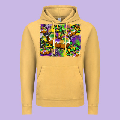 Mardi Gras Cake Glitterleopard And Cowhide Background Vintage Hoodie Designed By Artiststas