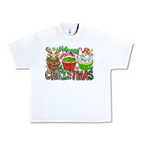 White Merry Christmas Urban Heavy Tee - CowhideDigitalArt