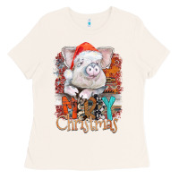 Bone merry Christmas pig Ladies Tee - CowhideDigitalArt
