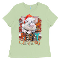Merry Christmas Pig Ladies Tee | Teevron