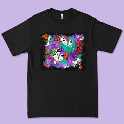 Halloween Ghost And Turquoise Glitter Background Premium Tee Designed By Bundleandbundleshop