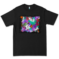 Black halloween ghost and turquoise glitter background Premium Tee - BundleAndBundleShop