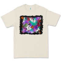 Bone halloween ghost and turquoise glitter background Premium Tee - BundleAndBundleShop