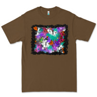 Cacao halloween ghost and turquoise glitter background Premium Tee - BundleAndBundleShop