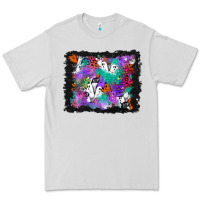 Dove Grey halloween ghost and turquoise glitter background Premium Tee - BundleAndBundleShop
