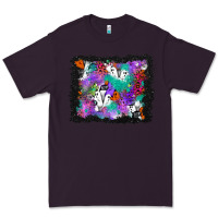 Plum halloween ghost and turquoise glitter background Premium Tee - BundleAndBundleShop