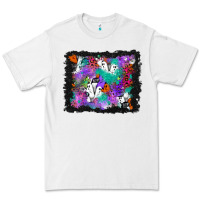 White halloween ghost and turquoise glitter background Premium Tee - BundleAndBundleShop