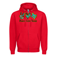 Red Peace Love Texas Zipper Hoodie - Jasminsmagicworld