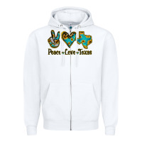 White Peace Love Texas Zipper Hoodie - Jasminsmagicworld