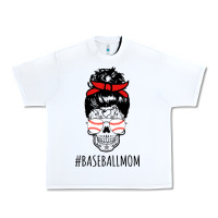 White Baseball Mom Skull Urban Heavy Tee - linhVisuals