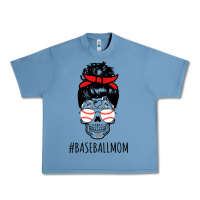 Pebble Blue Baseball Mom Skull Urban Heavy Tee - linhVisuals