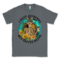 Charcoal Heather I Hate Everyone But Coffee Helps Classic Tee - FaDigitalArtStudio