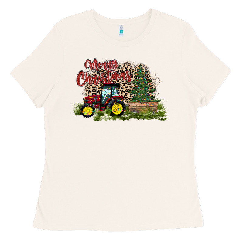 Merry Christmas Tractor Tree Ladies Tee by CowhideDigitalArt | Teevron