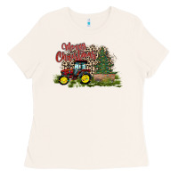 Bone merry Christmas tractor tree Ladies Tee - CowhideDigitalArt