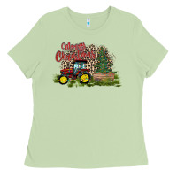 Matcha merry Christmas tractor tree Ladies Tee - CowhideDigitalArt