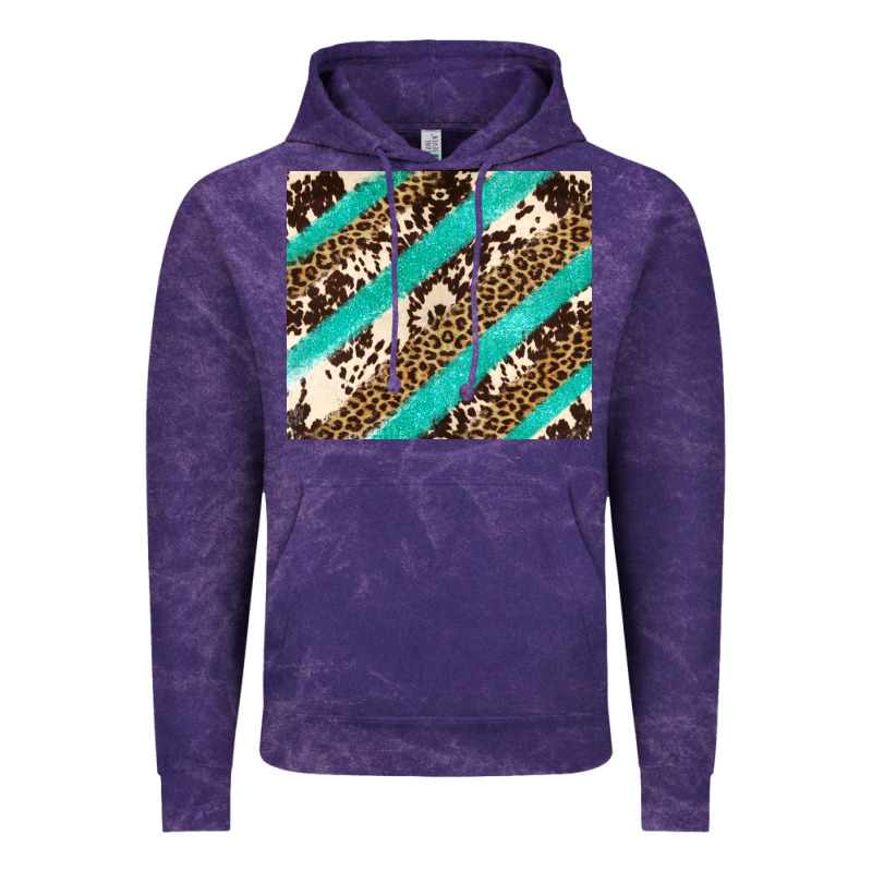 Turquoise Glitter Leopard And Cowhide Vintage Hoodie by Artiststas | Teevron