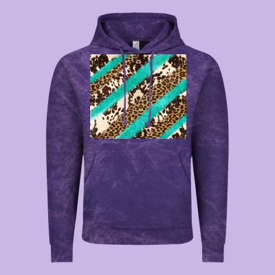 Turquoise Glitter Leopard And Cowhide Vintage Hoodie Designed By Artiststas