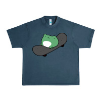 Midnight Navy skateboarding frog Urban Heavy Tee - linhVisuals