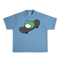 Pebble Blue skateboarding frog Urban Heavy Tee - linhVisuals
