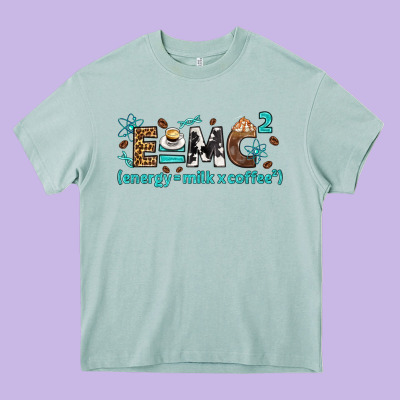 E=mc2 Energy Milk Coffee Bbs Heavy Core Tee Designed By Bundleandbundleshop