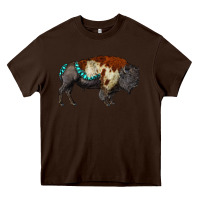 Chocolate Brown gemstone bison Heavy Core Tee - RanaPortraitStore