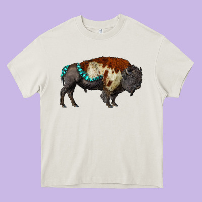 Gemstone Bison Heavy Core Tee Designed By Ranaportraitstore