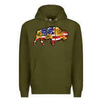 Army Green bison amerıcan flag Premium Hoodie - BarkalooDesign